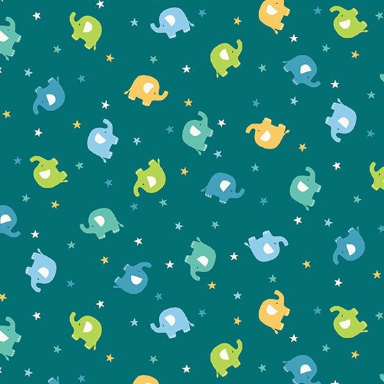 In the Jungle - Scattered Elephants - Blue