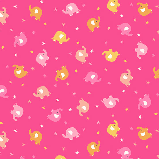 In the Jungle - Scattered Elephants - Pink