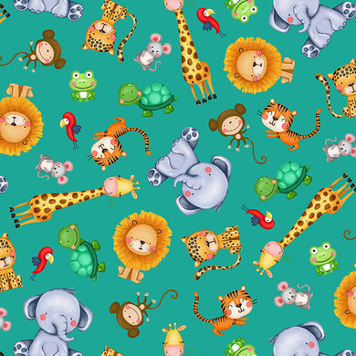 Jungle Paradise - Animal Babies - Teal
