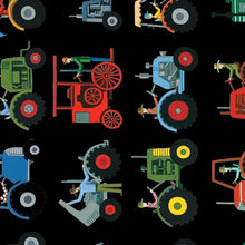 Load image into Gallery viewer, Wideload Backing - Red Tractor Designs - Tractors on Black - 108&quot;