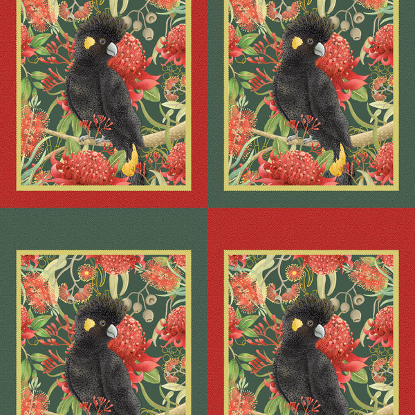Jen Digital Christmas - Black Cockatoo Panel
