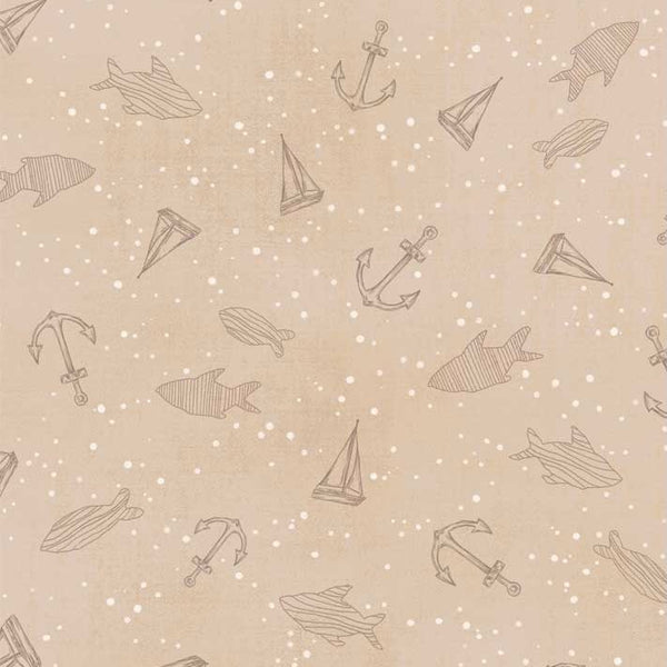 Set Sail - Anchors & Fish - Tan