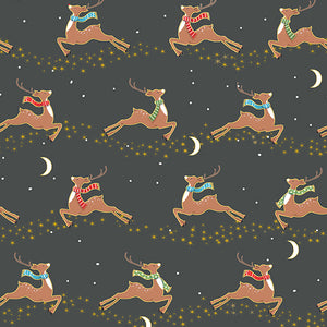 Merry Christmas - Flying Deer - Grey