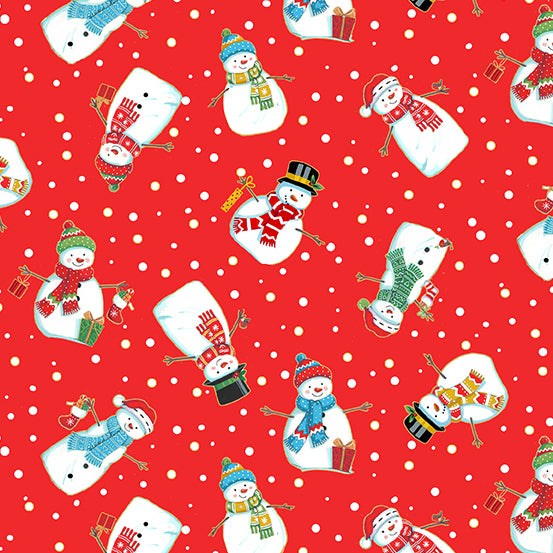 Merry Christmas - Snowmen - Red