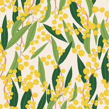 Load image into Gallery viewer, Wideload - Robyn Hammond - Wattle on Cream - 108&quot; (sold by 1/2 metre)
