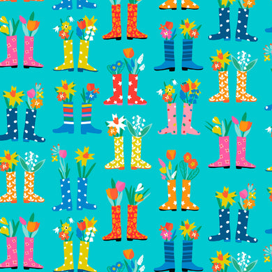 Spring Alphabet - Gumboots on Teal