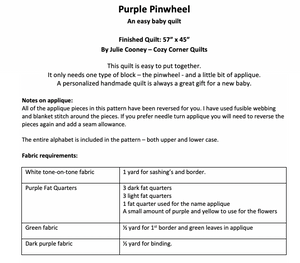 Purple Pinwheel PDF Quilt Pattern