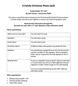 A Family Christmas PDF Quilt Pattern