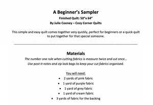A Beginner's Sampler PDF Quilt Pattern
