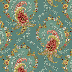 Secret Stash Favourites Blue Willow - Paisley Teal