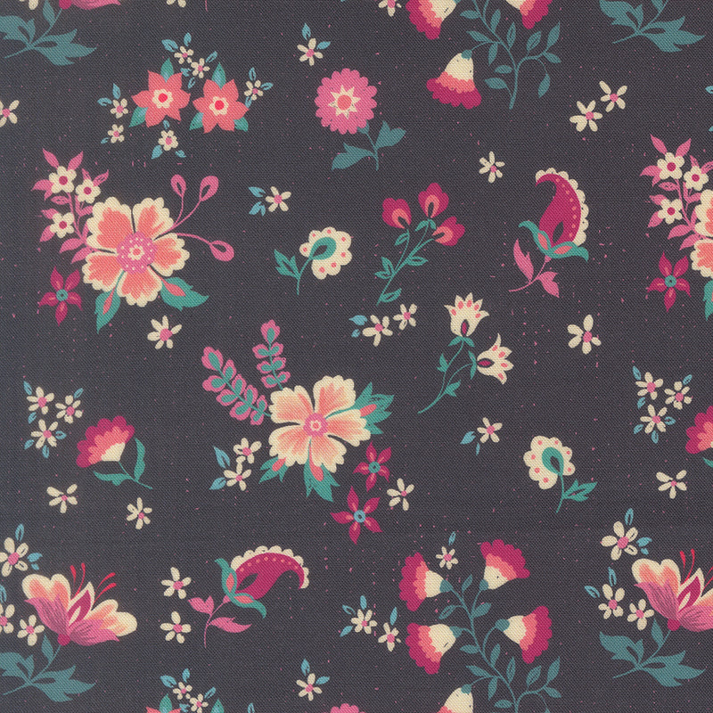 Sitara – Meadow Flowers – Charcoal quilting fabric by Moda Fabrics