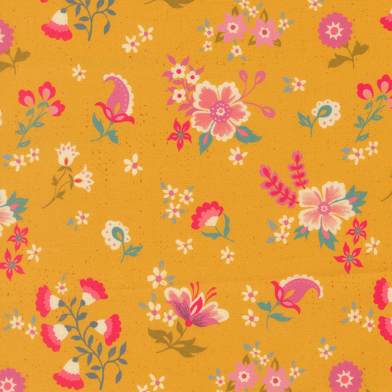 Sitara – Meadow Flowers – Mustard quilting fabric by Moda Fabrics