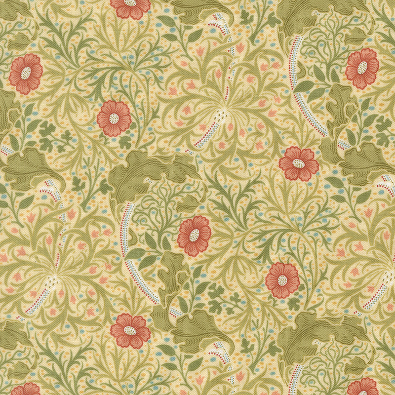 Morris Muse - Seaweed Florals - Parchment