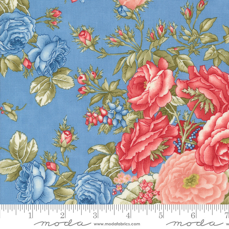 Grand Haven - Cabbage Rose Florals - Sky