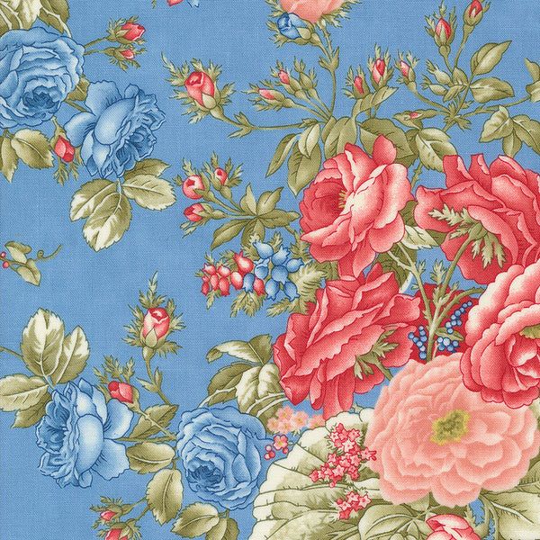 Grand Haven - Cabbage Rose Florals - Sky