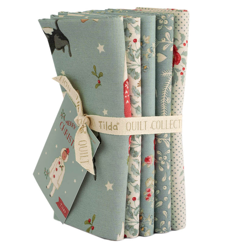 Tilda Merry Little Christmas Fat Quarter Bundle - Duck Egg