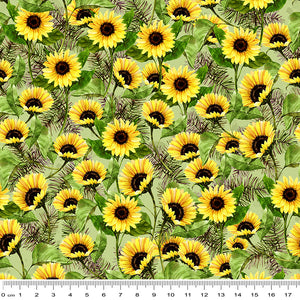 Sunshine & Sunflowers Splatter in Light Green