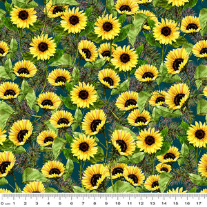 Sunshine & Sunflowers Splatter in Teal