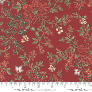 Merry Manor Metallic - Poinsettia Waltz - Crimson