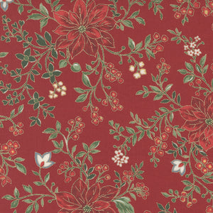 Merry Manor Metallic - Poinsettia Waltz - Crimson