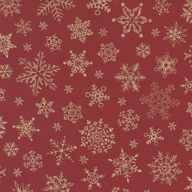 Merry Manor Metallic - Snowflake - Crimson