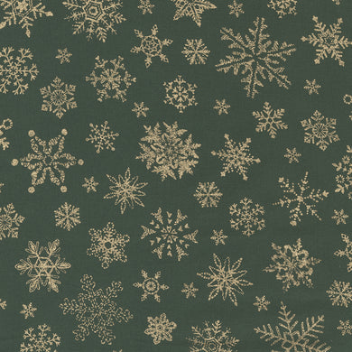 Merry Manor Metallic - Snowflake - Evergreen