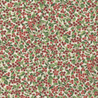 Merry Manor Metallic - Holly Berry - Cream