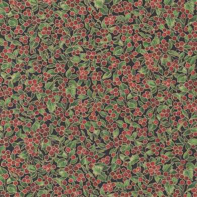 Merry Manor Metallic - Holly Berry - Black