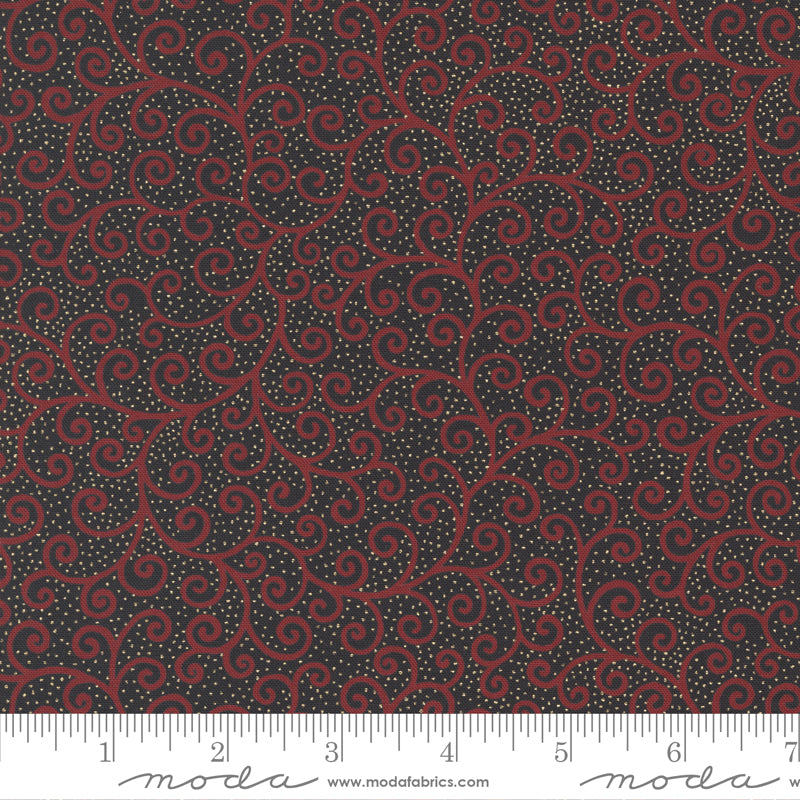 Merry Manor Metallic - Swirls - Crimson