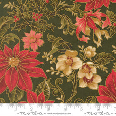 Merry Manor Metallic - Poinsettia Large Floral - Evergreen