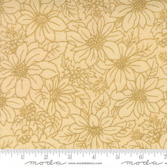 Merry Manor Metallic - Poinsettia Blooms Damask - Cream