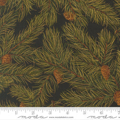 Merry Manor Metallic - Pine Cones - Ebony