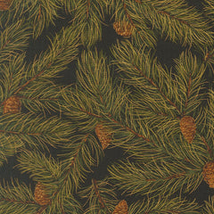 Merry Manor Metallic - Pine Cones - Ebony