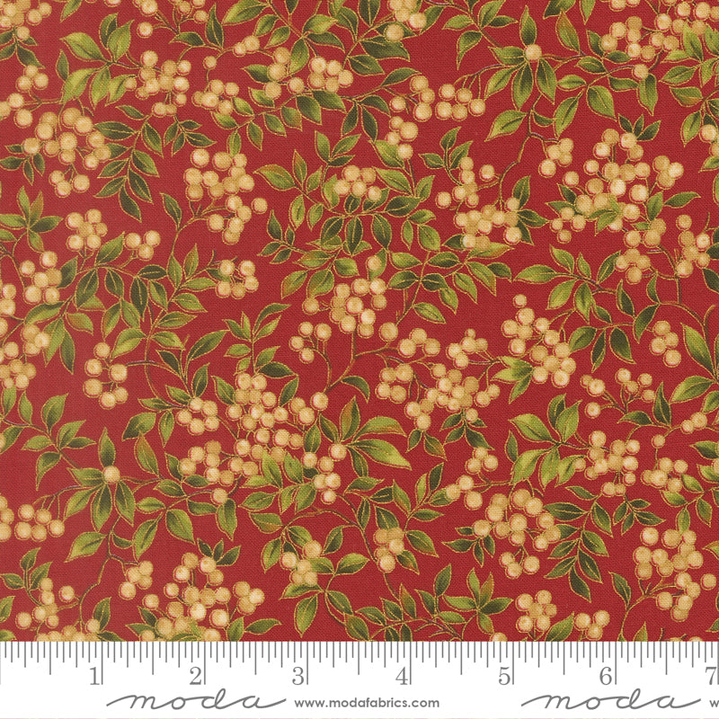 Merry Manor Metallic - Holly Berry - Crimson