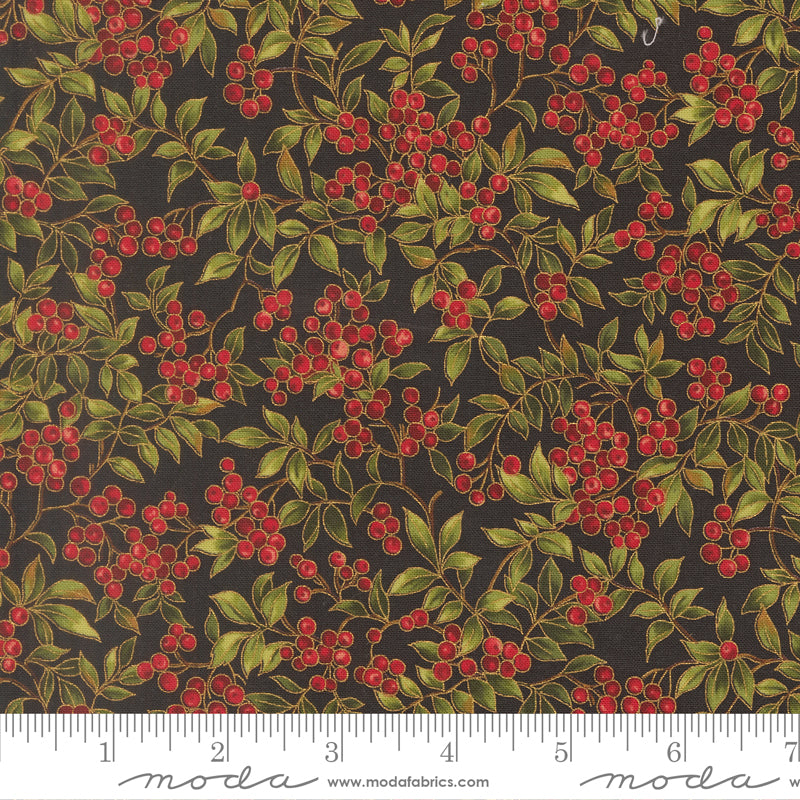 Merry Manor Metallic - Holly Berry - Ebony