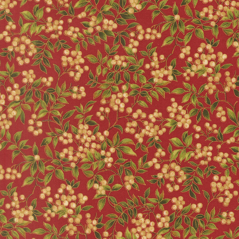 Merry Manor Metallic - Holly Berry - Crimson