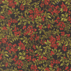 Merry Manor Metallic - Holly Berry - Ebony