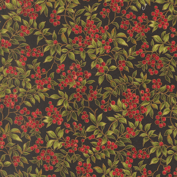 Merry Manor Metallic - Holly Berry - Ebony