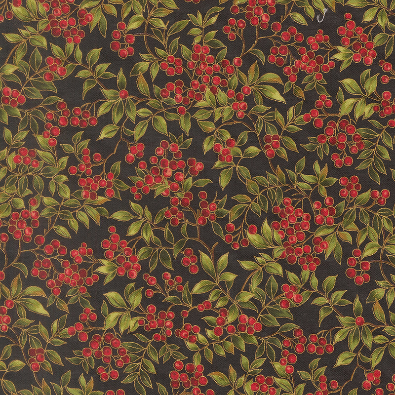 Merry Manor Metallic - Holly Berry - Ebony