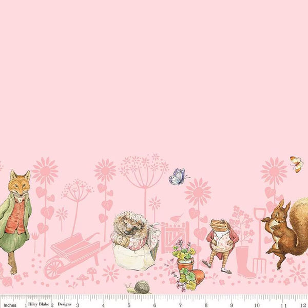 Peter Rabbit & Friends - Border Print Pink