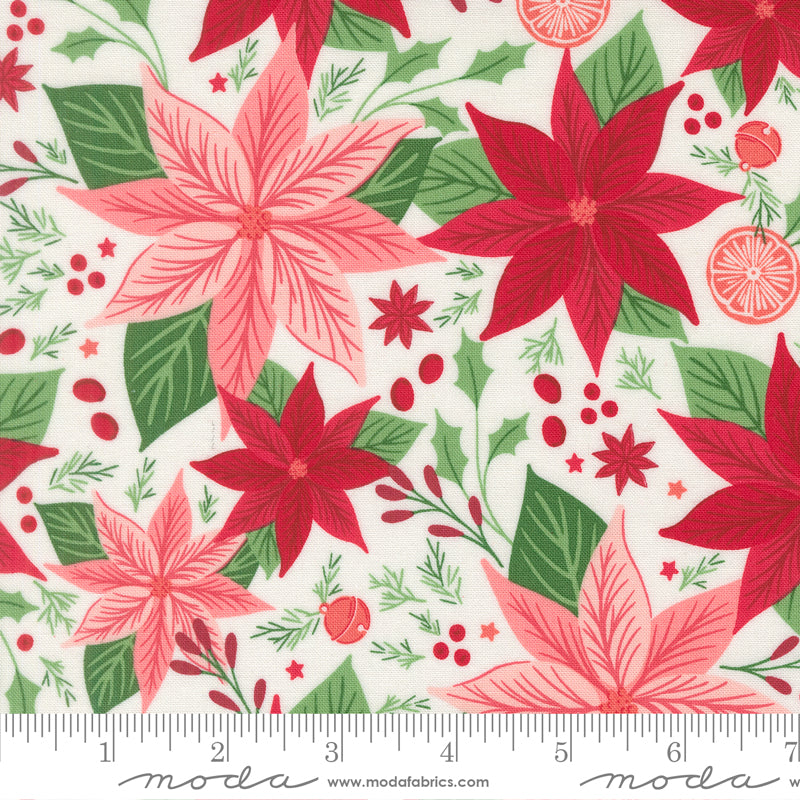 Merrily on High - Poinsettias - Cream