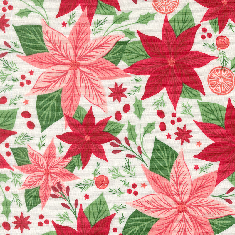 Merrily on High - Poinsettias - Cream