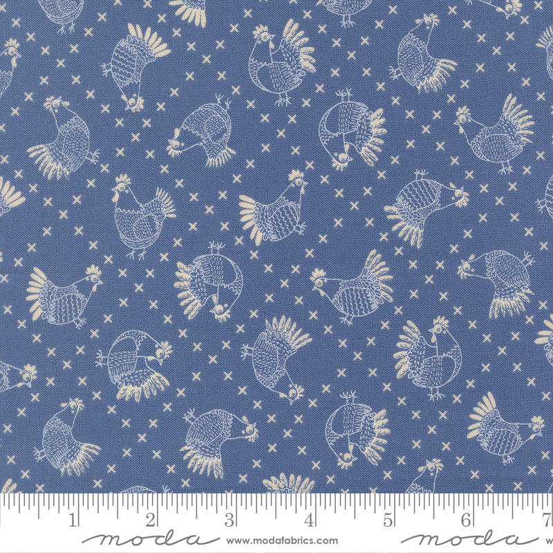 The Henhouse - Cross Stitch Chickens - Cobalt