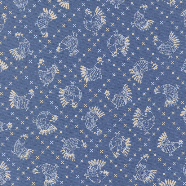 The Henhouse - Cross Stitch Chickens - Cobalt