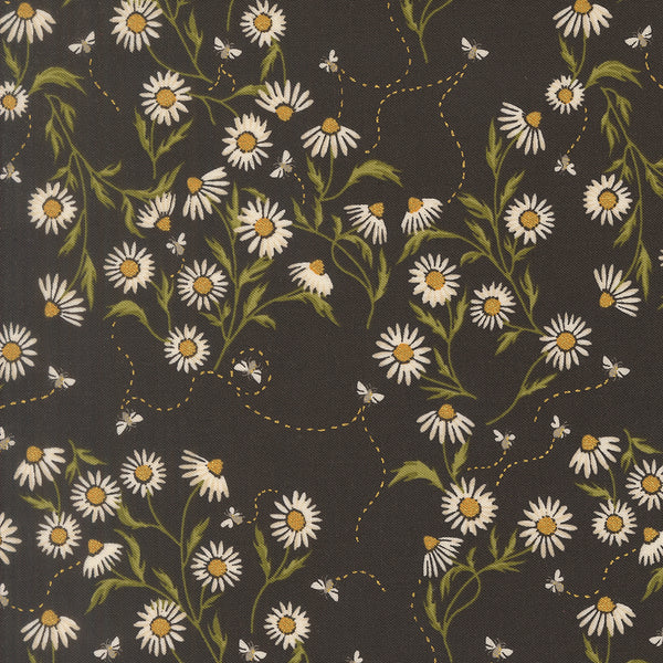 Ladybug Whimsy - Buzzing Daisies Charcoal