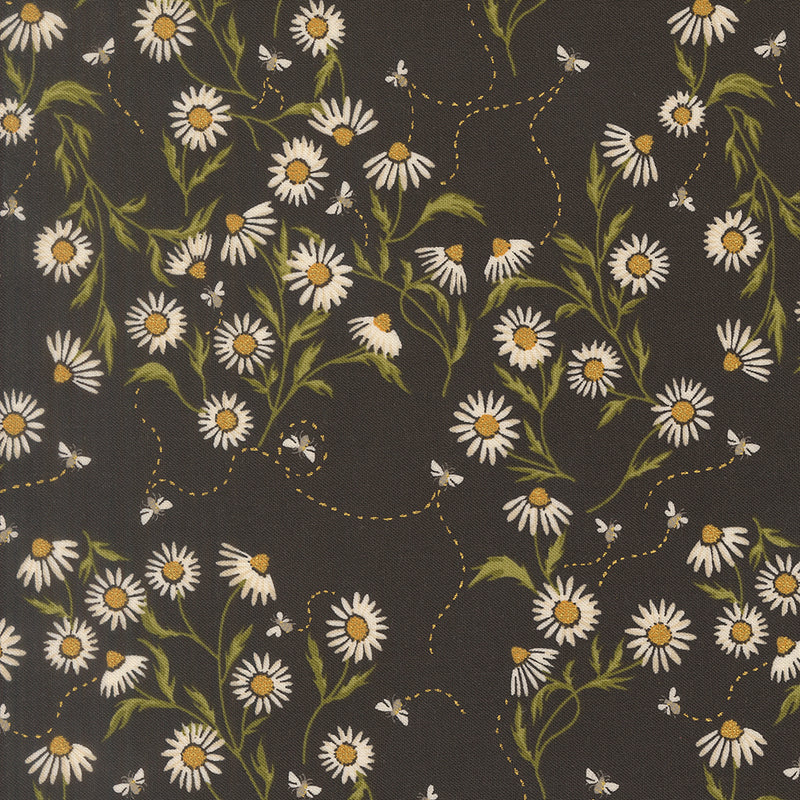 Ladybug Whimsy - Buzzing Daisies Charcoal