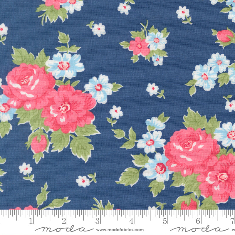 A Cat Named Stitched - Blooming Florals in Sea