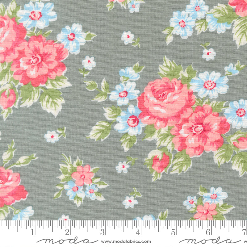 A Cat Named Stitched - Blooming Florals in Grey