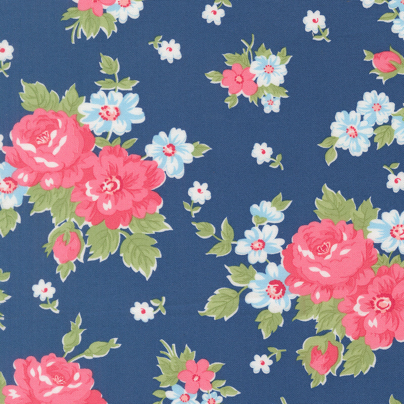 A Cat Named Stitched - Blooming Florals in Sea
