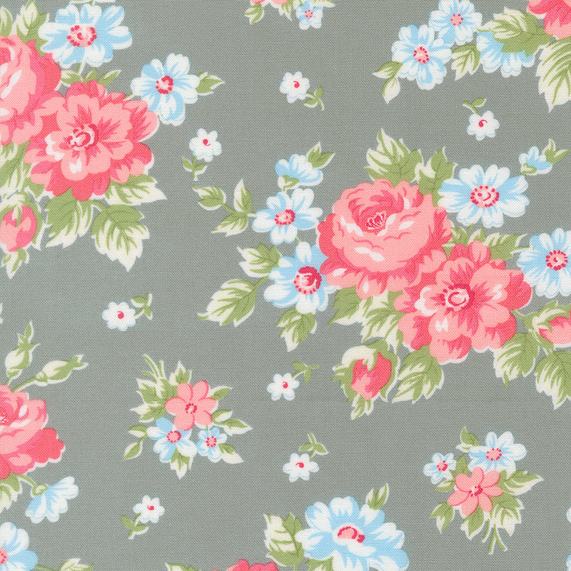 A Cat Named Stitched - Blooming Florals in Grey